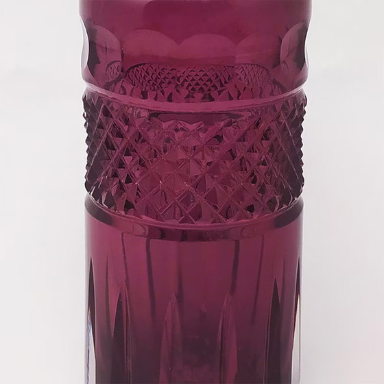 Image 1 of 1960S Prachtige Purple Bohemian Cut Glass Cocktail Shaker. Gemaakt in Italië