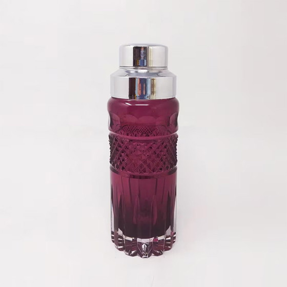 Image 1 of 1960S Prachtige Purple Bohemian Cut Glass Cocktail Shaker. Gemaakt in Italië