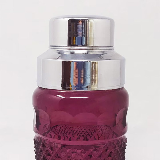 Image 1 of 1960S Prachtige Purple Bohemian Cut Glass Cocktail Shaker. Gemaakt in Italië