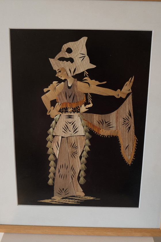 Image 1 of Set van 2 Mid Century Oosterse Kunstwerken