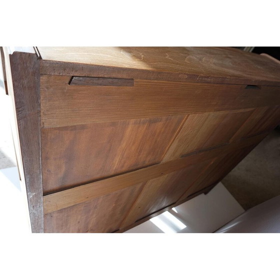 Image 1 of Vintage secretaire in massief mahonie en zwart leer, jaren 1900