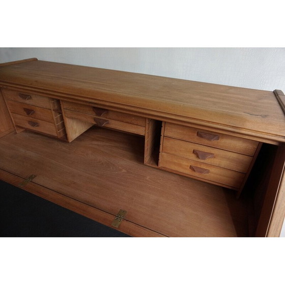 Image 1 of Vintage secretaire in massief mahonie en zwart leer, jaren 1900