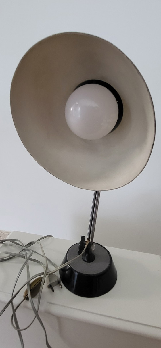 Image 1 of antieke bureaulamp, grijs gegranuleerd, scharnierend