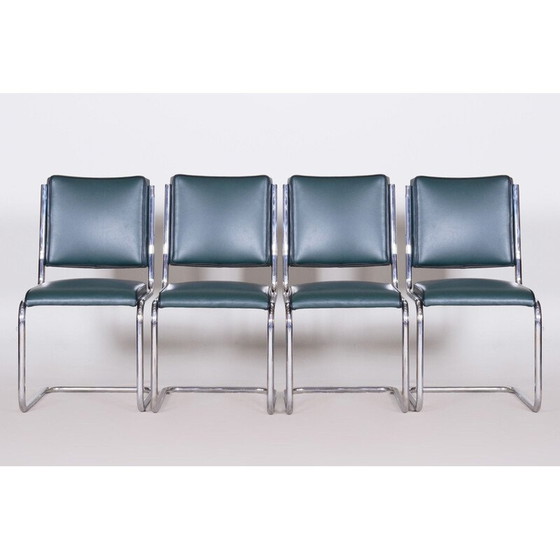 Image 1 of Set van 4 Bauhaus vintage eetkamerstoelen van Anton Lorenz voor Slezak Factories