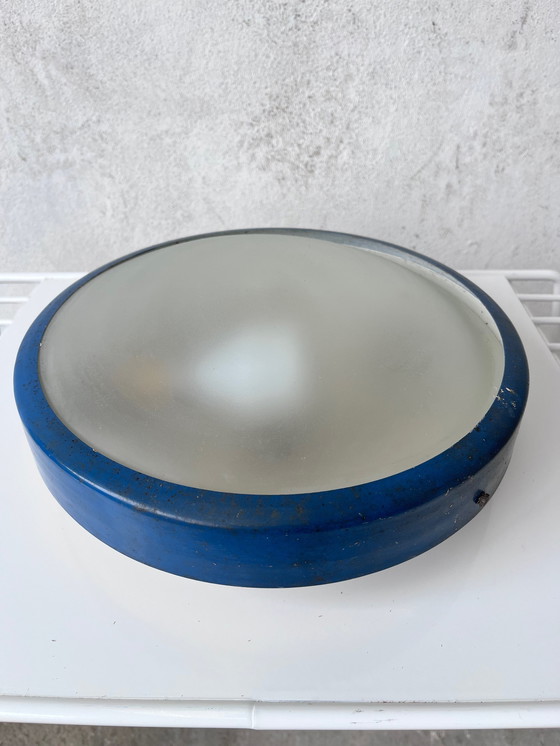 Image 1 of Metalen plafondlamp Hublot van Jacques Biny, 1960.