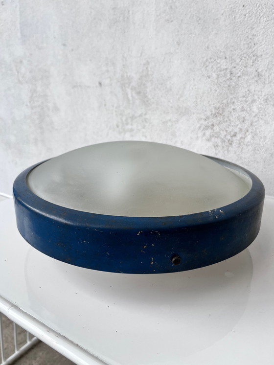 Image 1 of Metalen plafondlamp Hublot van Jacques Biny, 1960.