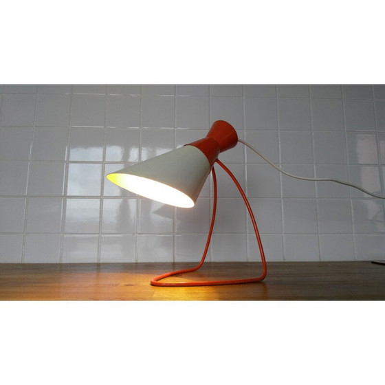 Image 1 of Paar vintage rood en wit metalen lampen van J. Hůrka voor Napako, 1960