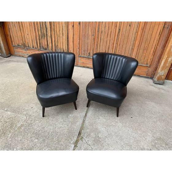 Image 1 of Paar mid-century Sky zwarte cocktail fauteuils, 1950