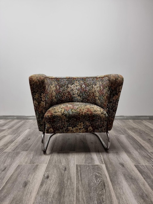 Verchroomde fauteuil van Jindrich Halabala