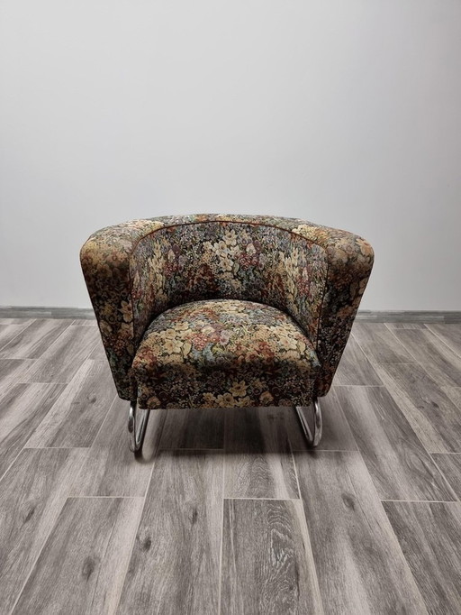 Verchroomde fauteuil van Jindrich Halabala