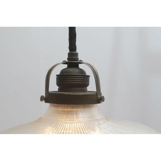Image 1 of Vintage hanglamp met porseleinen klok van Halophane, Frankrijk 1920