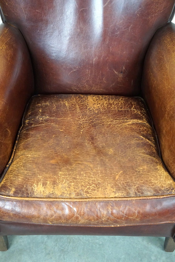 Image 1 of Schapenleren fauteuil met patina