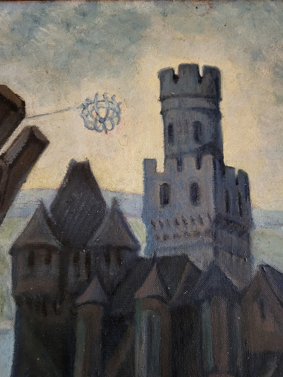 Image 1 of Schilderij Gesigneerd Colbert Cassan,Kasteel,Burgen Am Rbein