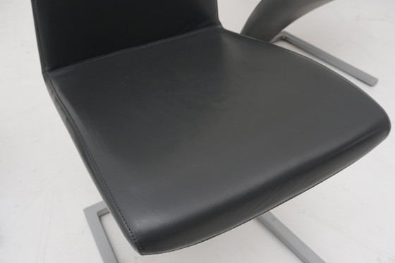 Image 1 of Rolf Benz 7800 stoelen 8 st. Antraciet lederen sledestoel