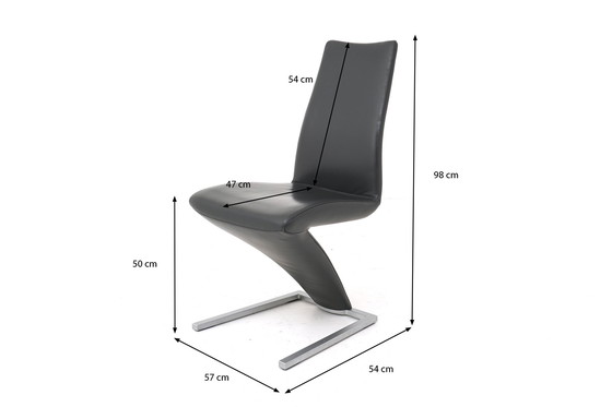 Image 1 of Rolf Benz 7800 stoelen 8 st. Antraciet lederen sledestoel