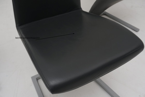 Image 1 of Rolf Benz 7800 stoelen 8 st. Antraciet lederen sledestoel