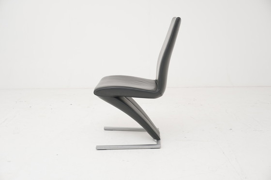 Image 1 of Rolf Benz 7800 stoelen 8 st. Antraciet lederen sledestoel