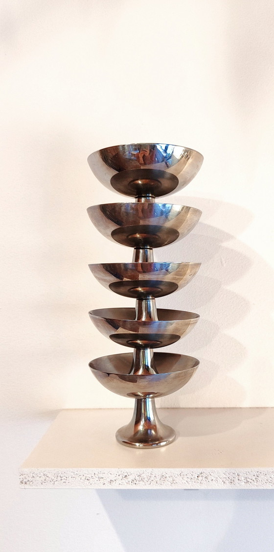 Image 1 of 1950'S Roestvrijstalen "Alessi Alfra" Ijs-/Dessertbekers- Set Van 5