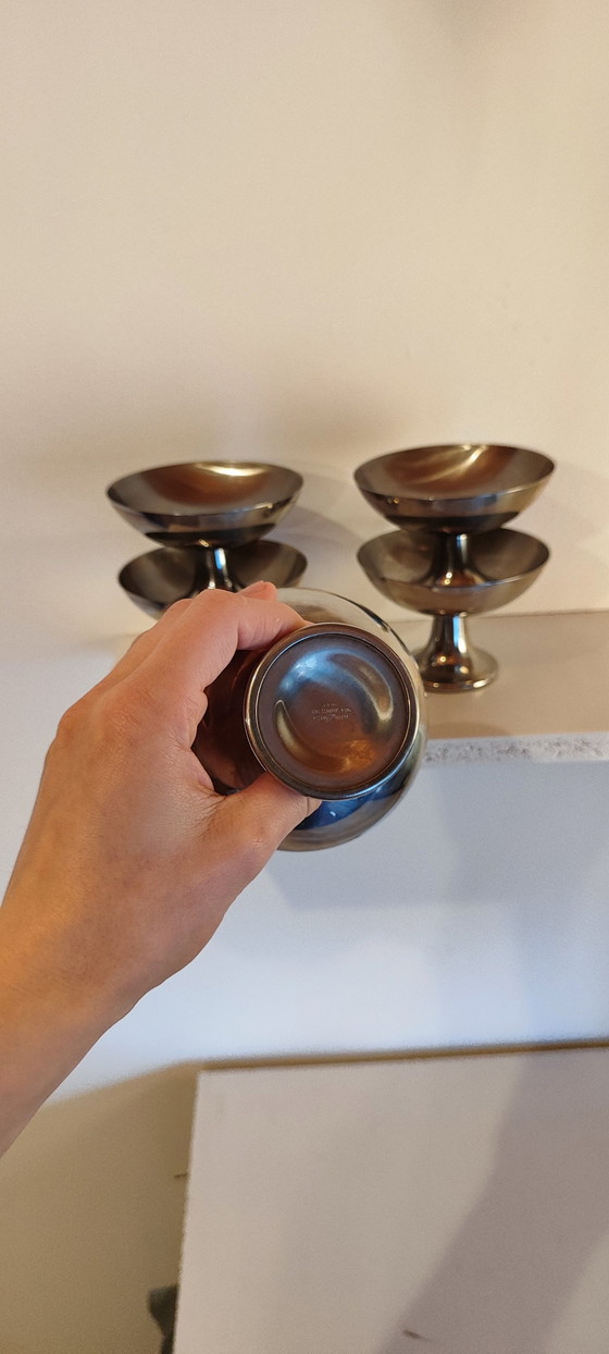 Image 1 of 1950'S Roestvrijstalen "Alessi Alfra" Ijs-/Dessertbekers- Set Van 5