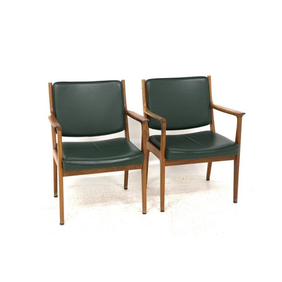 Image 1 of Paar vintage leren fauteuils van Karl Erik Ekselius, Zweden 1960