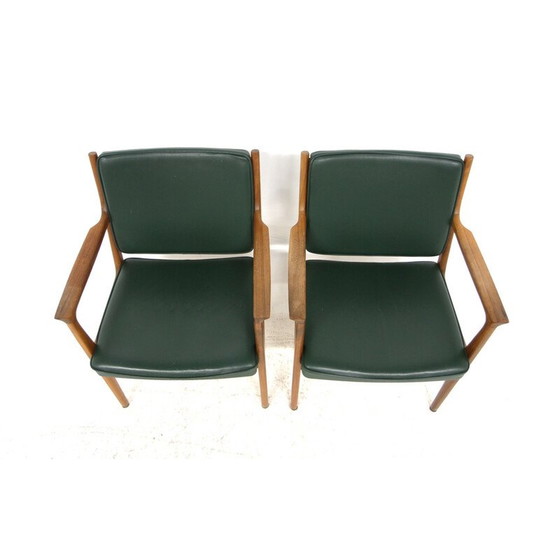 Image 1 of Paar vintage leren fauteuils van Karl Erik Ekselius, Zweden 1960