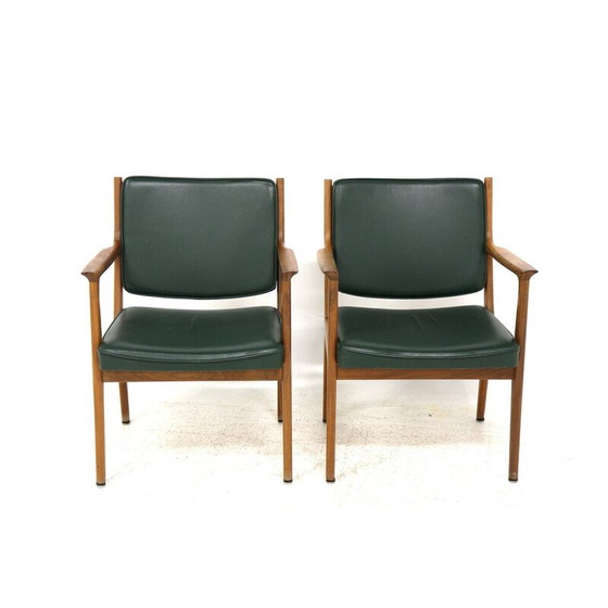 Image 1 of Paar vintage leren fauteuils van Karl Erik Ekselius, Zweden 1960