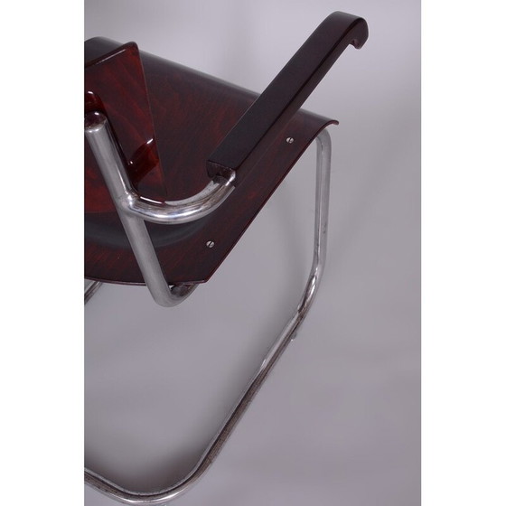 Image 1 of Paar vintage fauteuils in beukenhout en verchroomd staal van Mart Stam voor Robert Slezak, Tsjechië 1930