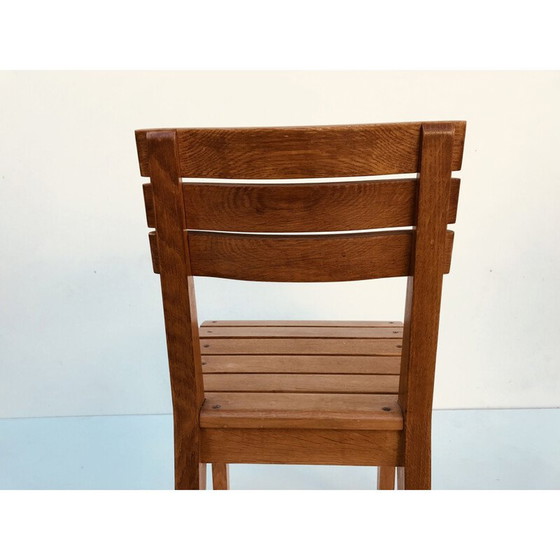 Image 1 of Suite van 6 vintage eiken stoelen door Charles Dudouyt voor La Gentilhommière, Frankrijk 1960