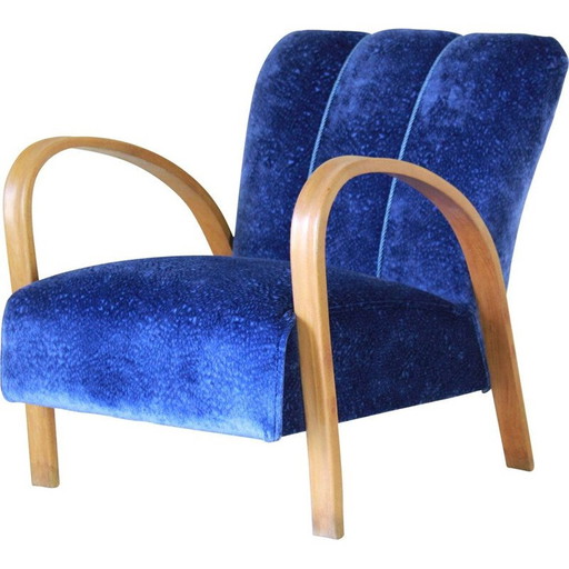 1x Art Deco fluwelen fauteuil art deco jaren 40