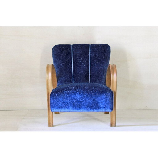 1x Art Deco fluwelen fauteuil art deco jaren 40