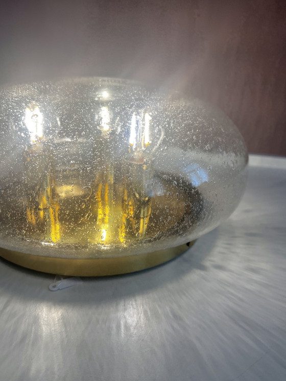 Image 1 of Plafondlamp van Glas en Messing Glashütte Limburg