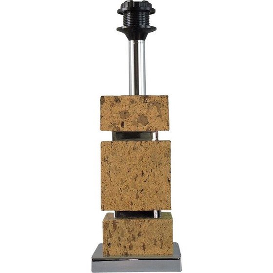 Image 1 of Vintage lamp in kurk en verchroomd metaal, Frankrijk 1970