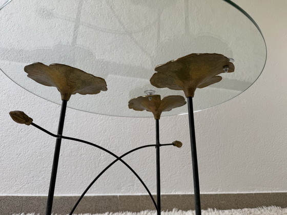 Image 1 of Vintage bronzen waterlelies salontafel
