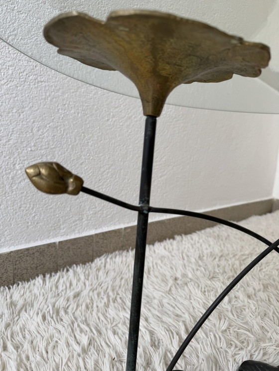 Image 1 of Vintage bronzen waterlelies salontafel