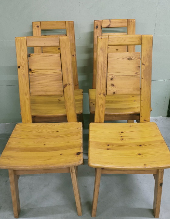 Image 1 of 4 Vintage Vurenhouten Stoelen Jaren 60-70