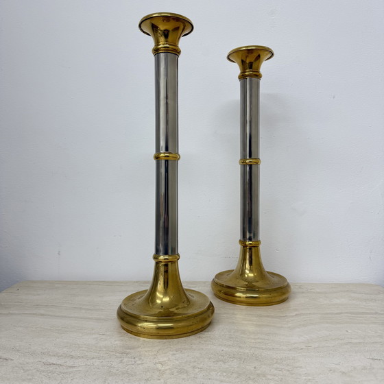 Image 1 of Set van 2 grote Gunther Lambert Design Kaarsenstandaards , 1970S