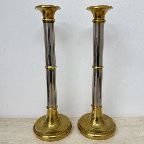 Image 1 of Set van 2 grote Gunther Lambert Design Kaarsenstandaards , 1970S