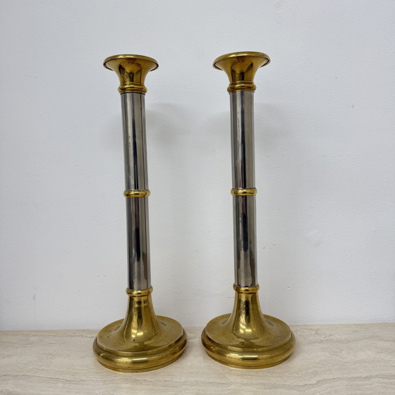 Image 1 of Set van 2 grote Gunther Lambert Design Kaarsenstandaards , 1970S