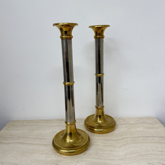 Image 1 of Set van 2 grote Gunther Lambert Design Kaarsenstandaards , 1970S