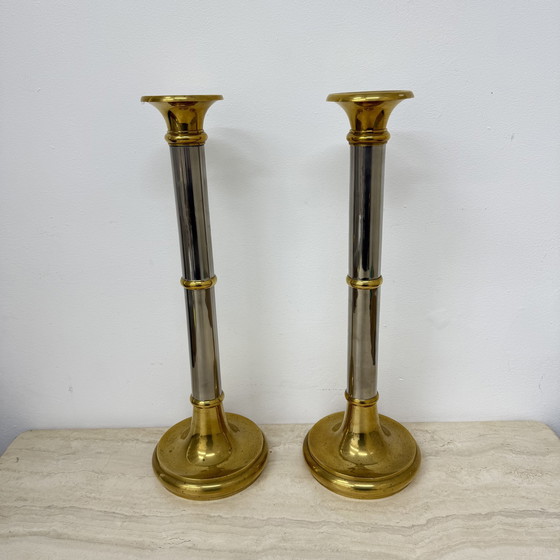 Image 1 of Set van 2 grote Gunther Lambert Design Kaarsenstandaards , 1970S