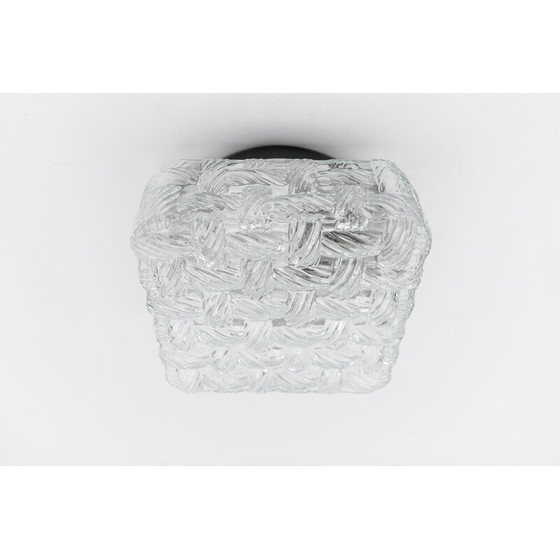 Image 1 of Vintage vierkante wandlamp van geweven glas en metaal, Duitsland 1960