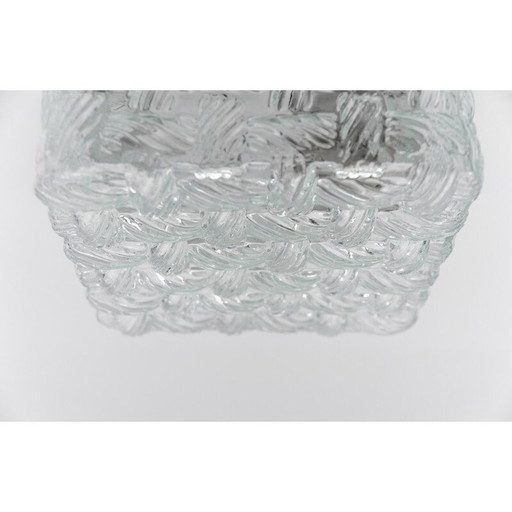 Vintage vierkante wandlamp van geweven glas en metaal, Duitsland 1960