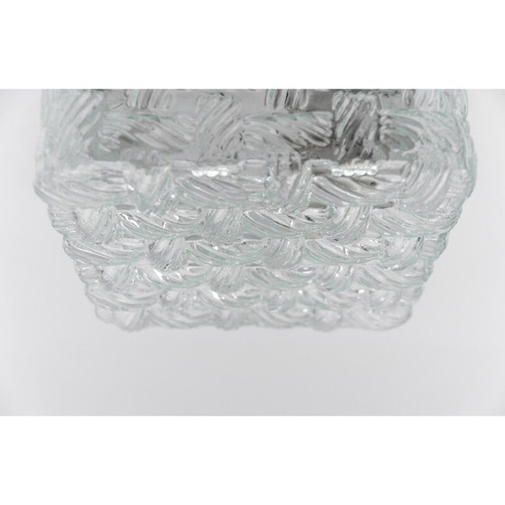 Image 1 of Vintage vierkante wandlamp van geweven glas en metaal, Duitsland 1960