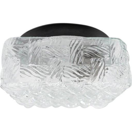 Vintage vierkante wandlamp van geweven glas en metaal, Duitsland 1960