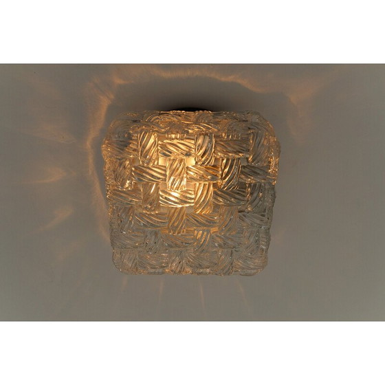 Image 1 of Vintage vierkante wandlamp van geweven glas en metaal, Duitsland 1960