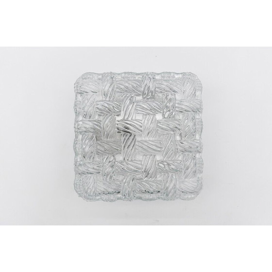 Image 1 of Vintage vierkante wandlamp van geweven glas en metaal, Duitsland 1960