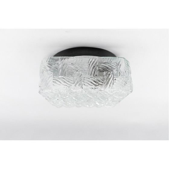 Image 1 of Vintage vierkante wandlamp van geweven glas en metaal, Duitsland 1960