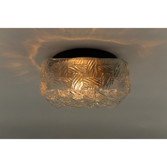 Image 1 of Vintage vierkante wandlamp van geweven glas en metaal, Duitsland 1960