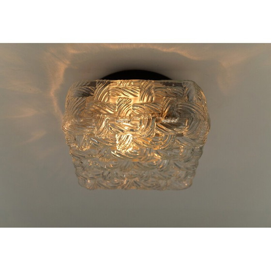 Image 1 of Vintage vierkante wandlamp van geweven glas en metaal, Duitsland 1960