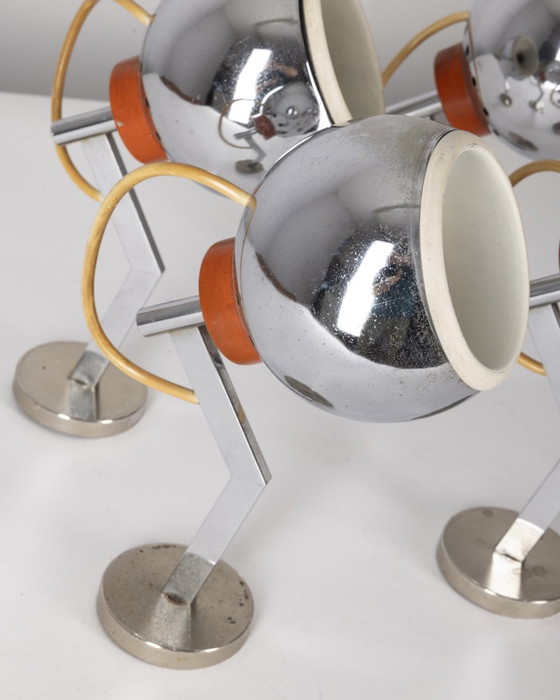 Image 1 of Set van 4 70S wandlampen in verchroomd metaal Italiaans ontwerp